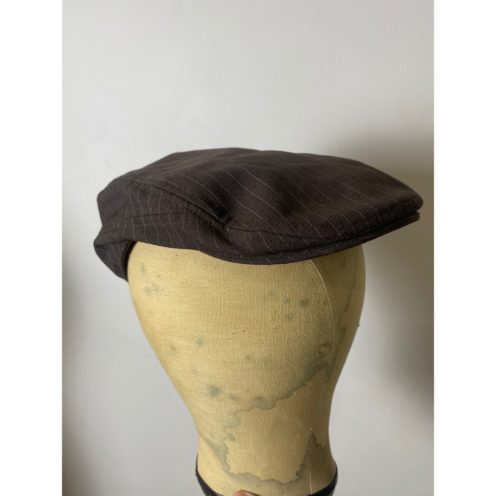 Quiksilver Mens Brown Pinstripe Driving Flat Cap Y2K Ivy Hat S/M